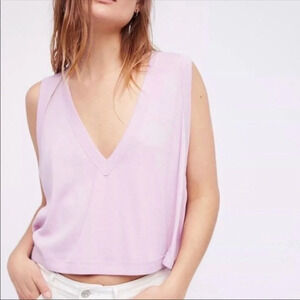 Free People Intimately Free People Baring It Ribbed Boxy Cropped V Neck Tank Top